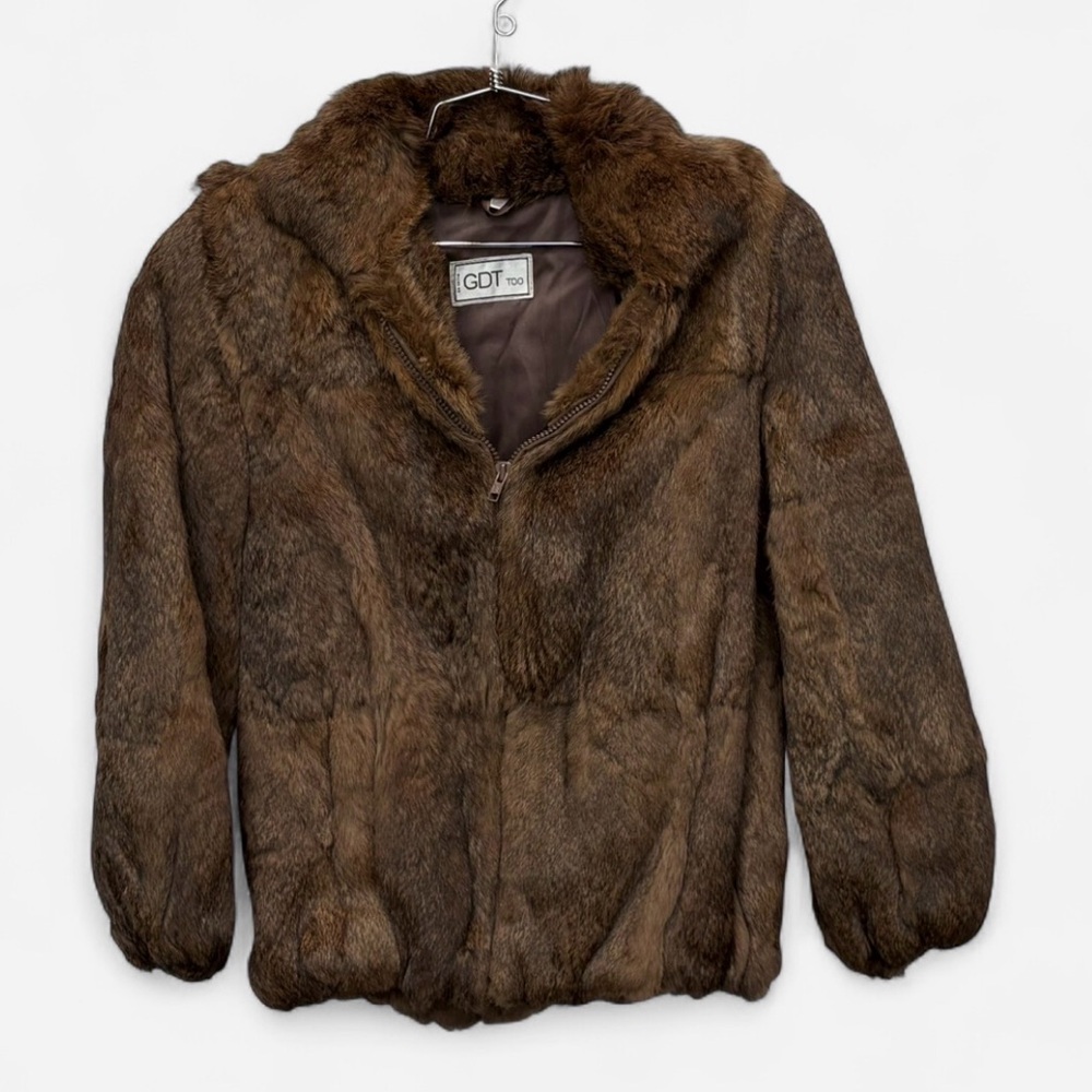 Vintage gdt too brown fur jacket womens small